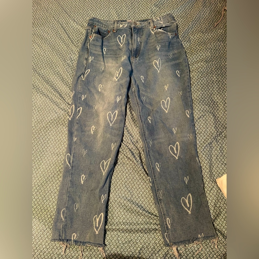 NOBO medium rise heart pattern jeans